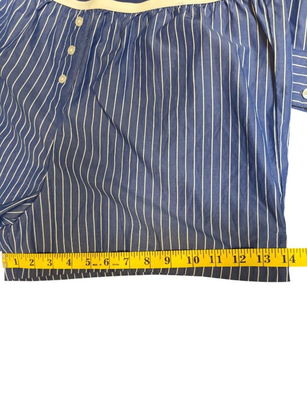 Caroline Constas Womens Blue White Stripe Pajama Top & Shorts Set Size L - Picture 12 of 12